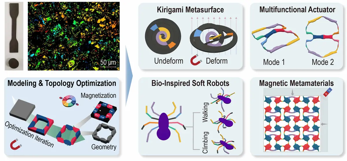 Modeling and optimization workflow for topology optimized hard-magnetic soft materials.